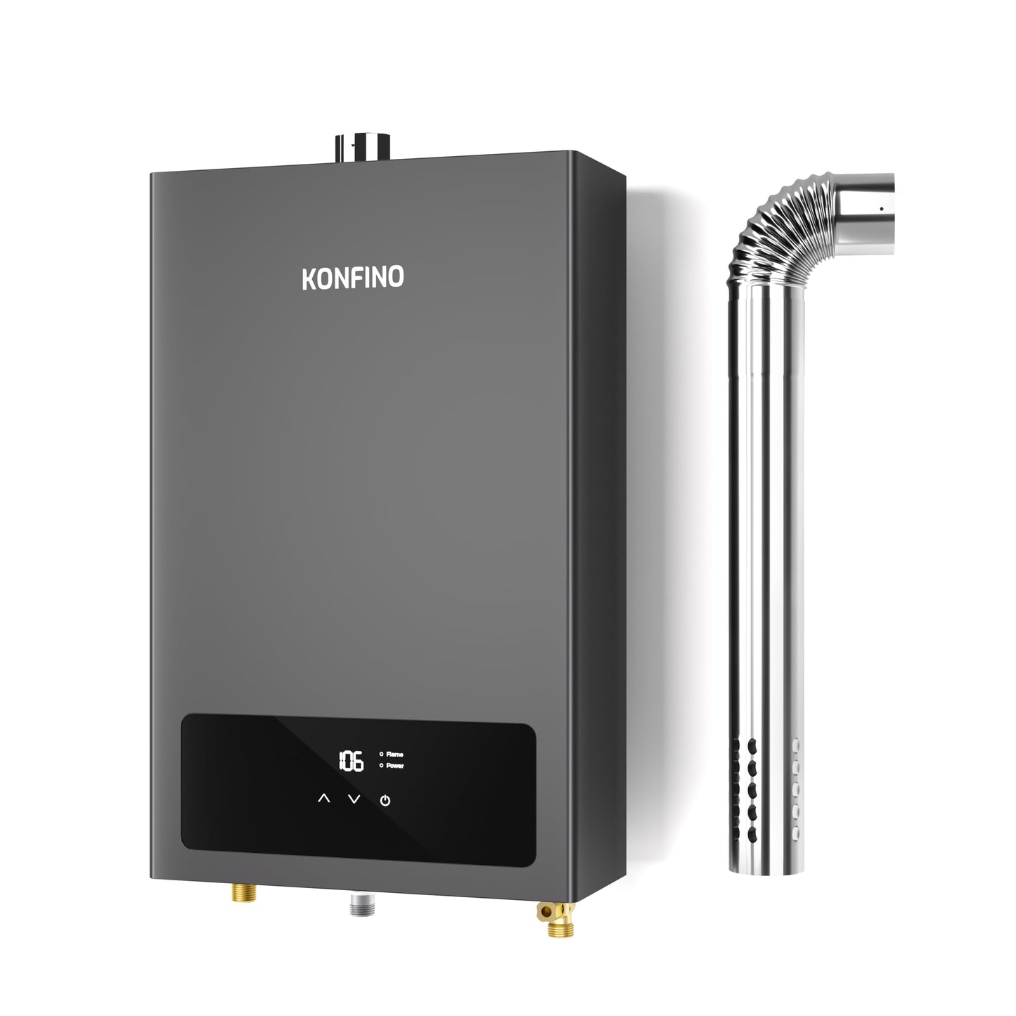 Konfino Indoor Natural Gas Tankless Water Heater - Up to 4.3 GPM, 102,000 BTU for 3-4 Water Point Use, On Demand Instant Hot Water Heater with Smart Digital Display, Multi-Protections & Alarm System