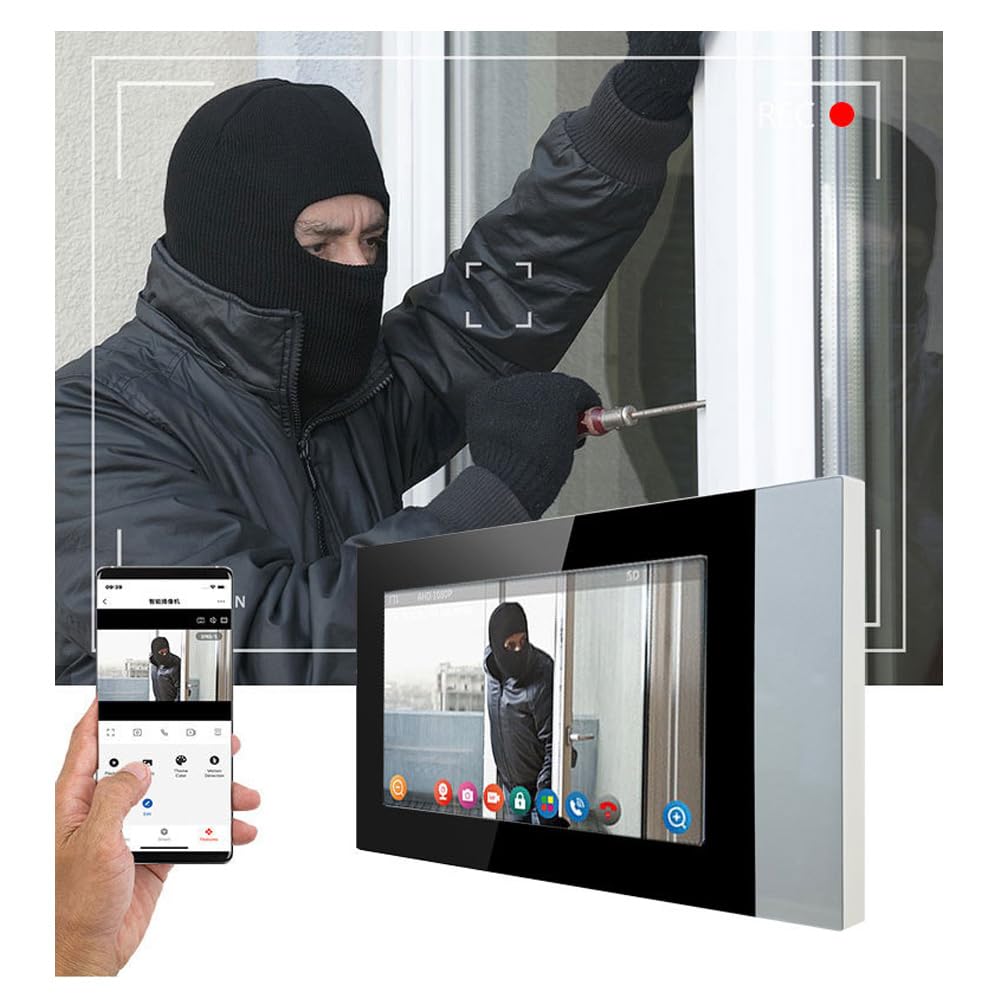 MENGQI-CONTROL LCD Video Door Intercom Access Control System Electric Strike Push Rod Lock for Panic Bar& Power Unit Full Kits Cards Phone App Remote Open