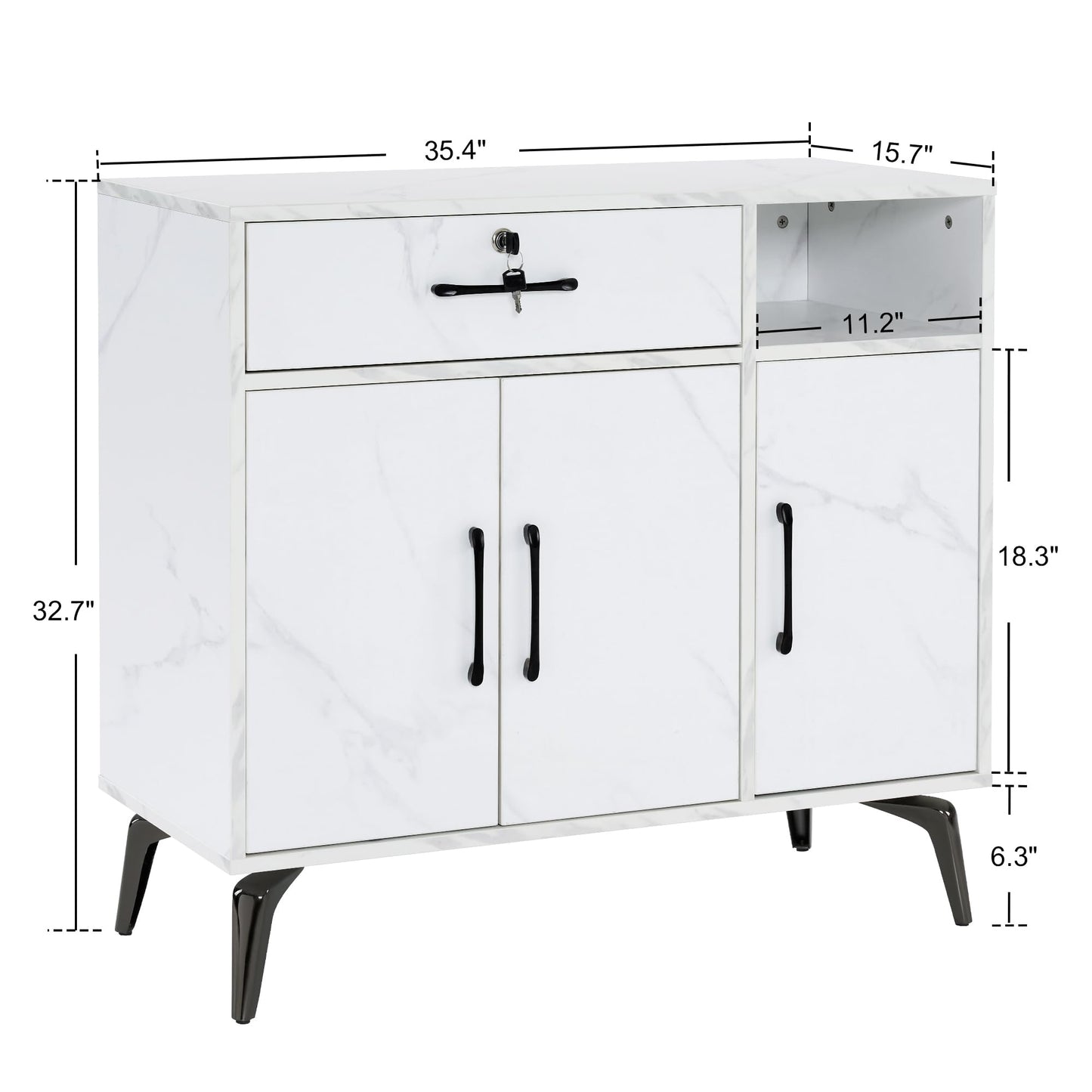 BarberPub Barber Station for Hair Stylist, Beauty Salon Storage Cabinet, Spa Equipment with 4 Legs, Modern Utility Makeup Workstation, Styling Dressing Table 3163 (White)