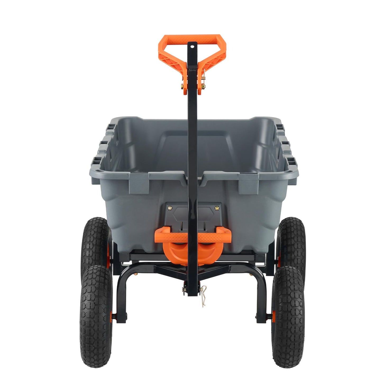 VEVOR 1200lbs 7Cu.Ft. Garden Dump Cart with 2-in-1 Convertible Handle and 13in All Terrain Wheels, Heavy Duty Poly Yard Dump Wagon Utility ATV Trailer Dump Cart Tow Behind for Lawn Mower Tractor