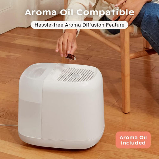 Canopy Large Room Humidifier, White, Large Room Humidifier, Large Living Space, 36HR Run Time, 5.5L Tank - Includes Canopy Humidifier Plus, Diffusion Well, Unwind Aroma, Filter, Power Cord & Adapter