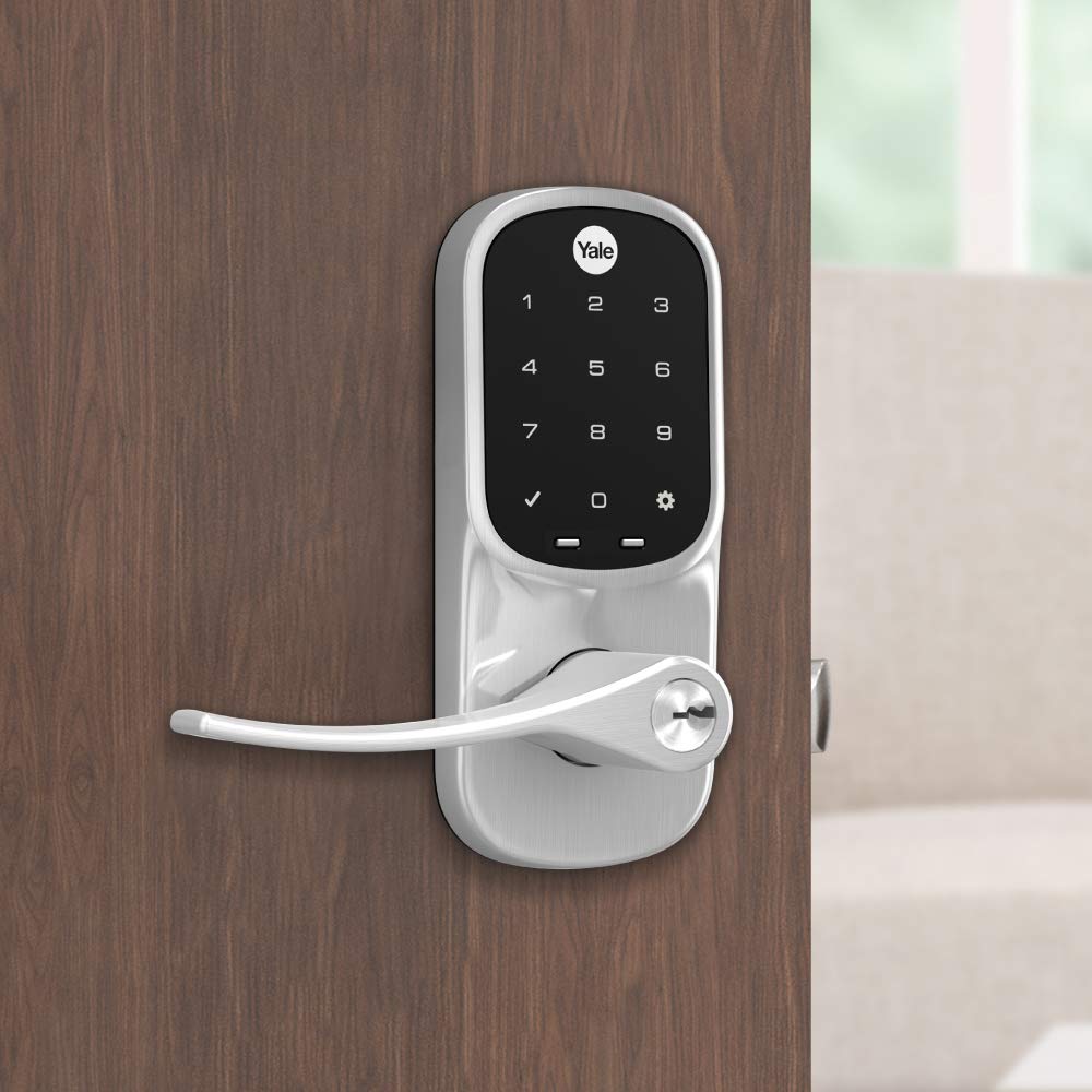 Yale Assure Lever Entry Door Lock with Wi-Fi Connected Touchscreen, Satin Nickel Smart Keypad Door Lock with Handle, Back-Up Key, and Z-Wave Compatibility, YRL226-ZW2-619