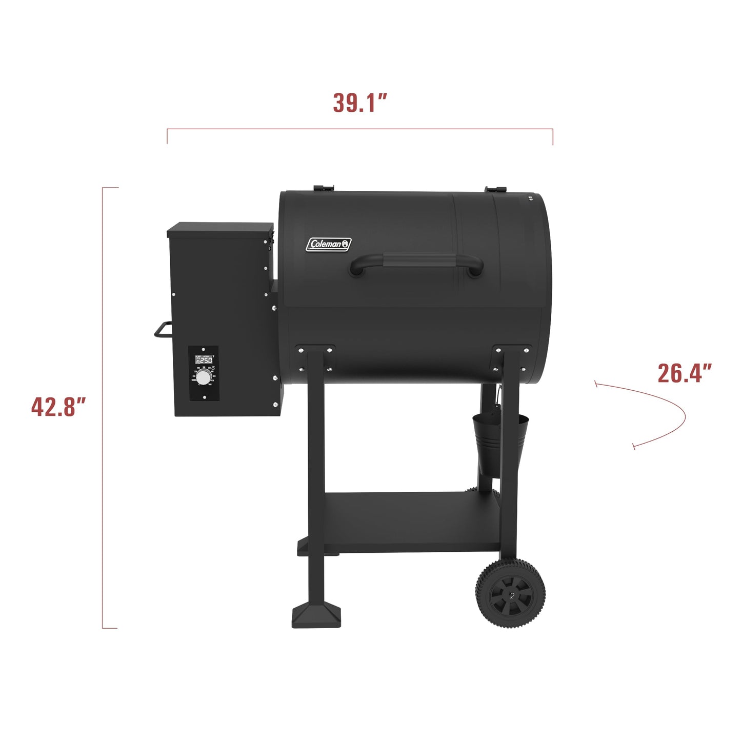 Coleman Cookout 700 Pellet Grill with 690-Sq. In. Total Cooking Surface, 2-Wheel Cart and Shelf Storage in Black, Durable Pellet Smoker Grill for Grilling, Roasting, Baking, Roasting, and Smoking