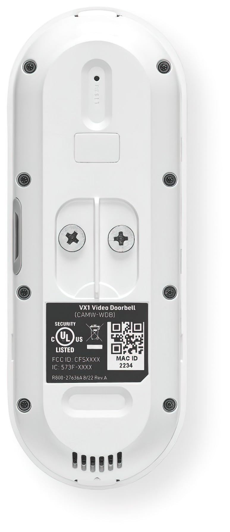 CAMW-WDB Model VX1 Video Doorbell; 2-Way Interactive Audio; High-Resolution 5MP Sensor with WDR; Dual-Band Wi-Fi Connectivity; Built-in LED Spotlight and Siren; 16VAC to 24VAC