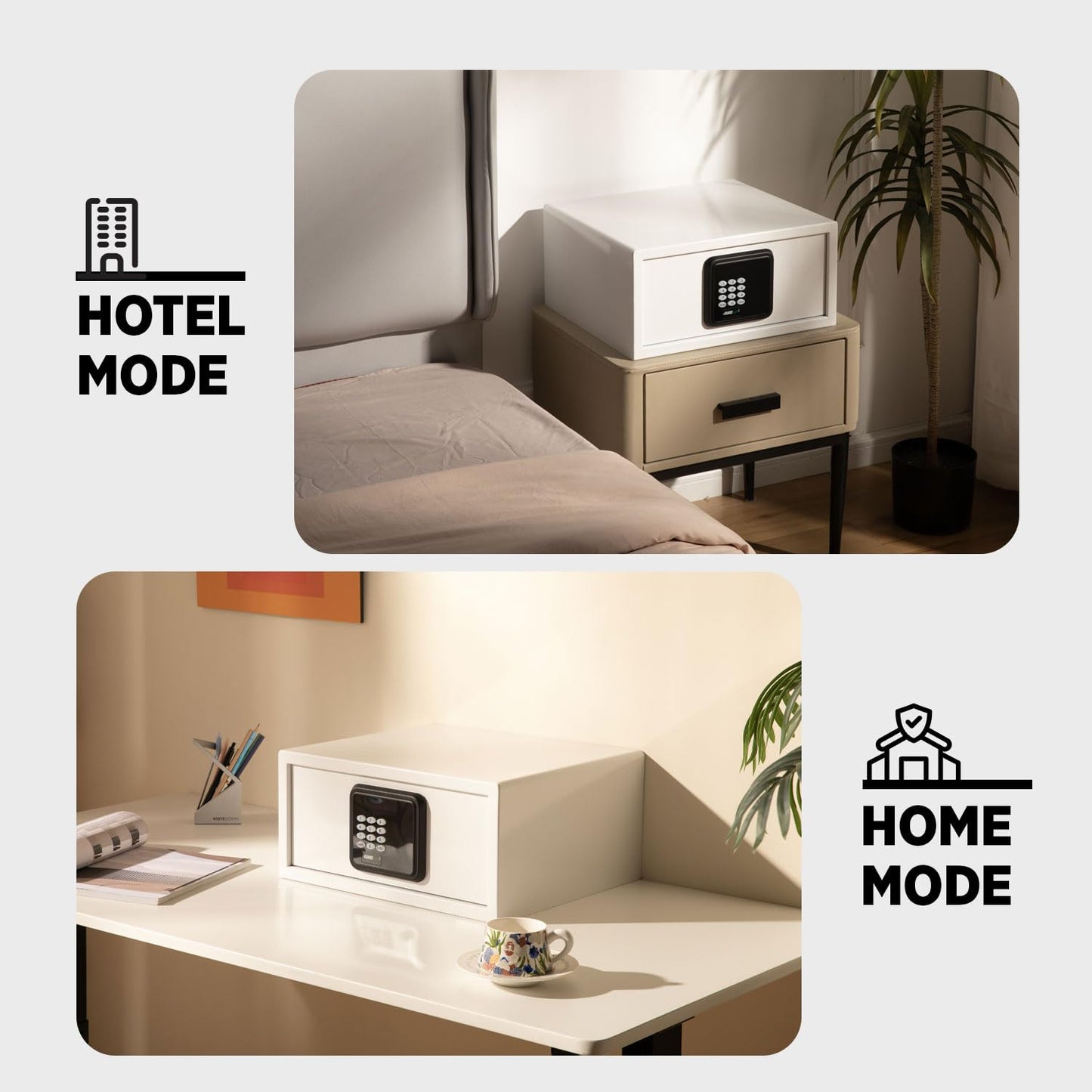 ISLANDSAFE Hotel Safe 1.1 Cubic Feet Home Safe with Digital Keypad,Hotel & Home Dual-Use Safe with Audit Function,Administrator Password,Security Lock Box for Laptop,Jewelry,Watch (White,Digital Code)