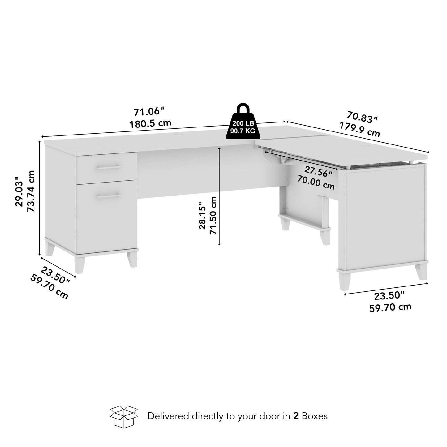 Bush Home Somerset 72W 3 Position Sit to Stand Adjustable Standing L Shaped Desk in Platinum Gray, Ergonomic Corner Computer Office Table