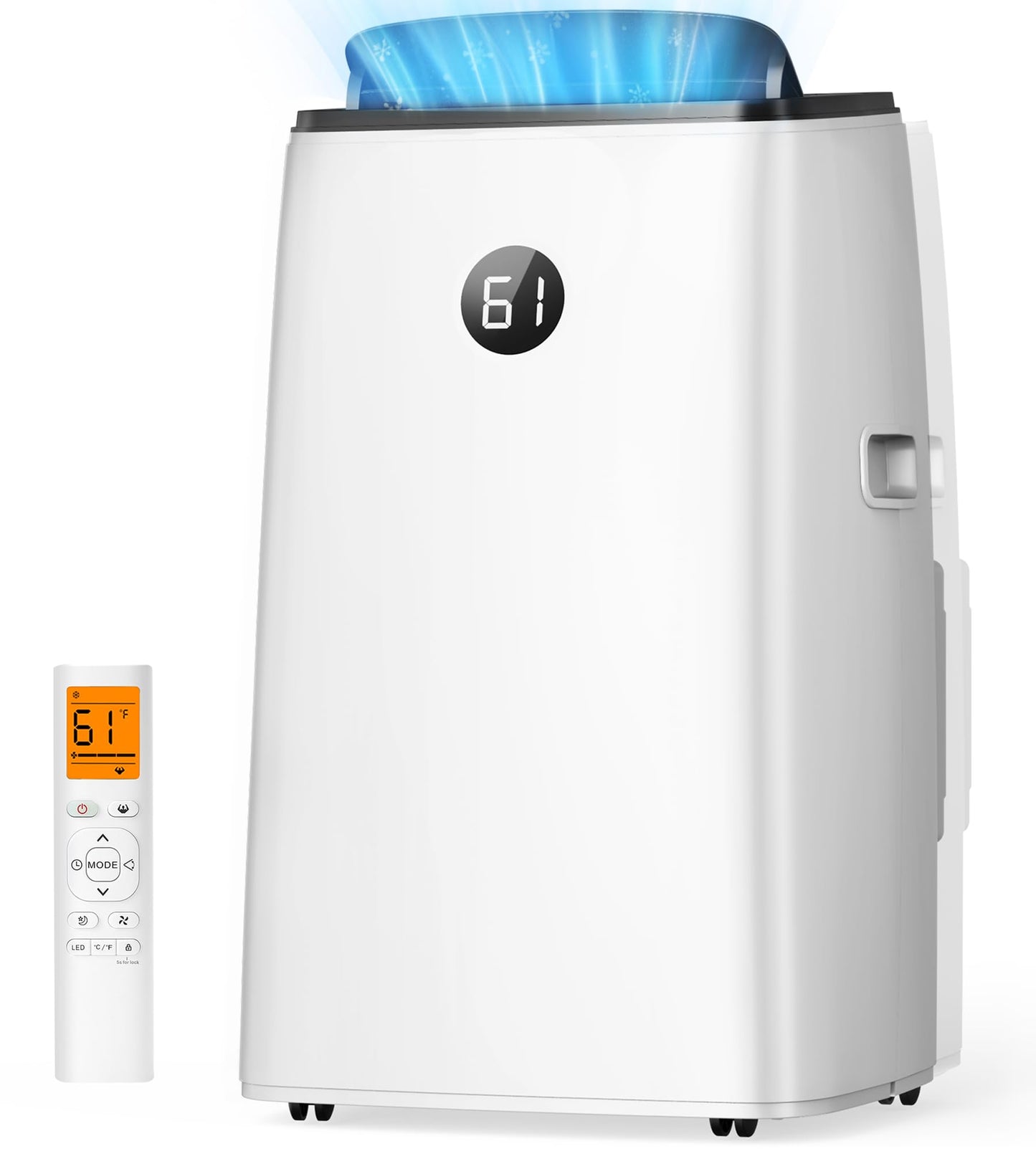 AGTANA 14000 BTU Portable Air Conditioner for Large Room up to 700 Sq. Ft, 3-in-1 Self-Evaporating AC with Fan & Dehumidifier, Floor Standing Portable AC Unit with Remote Control, Auto Swing, White