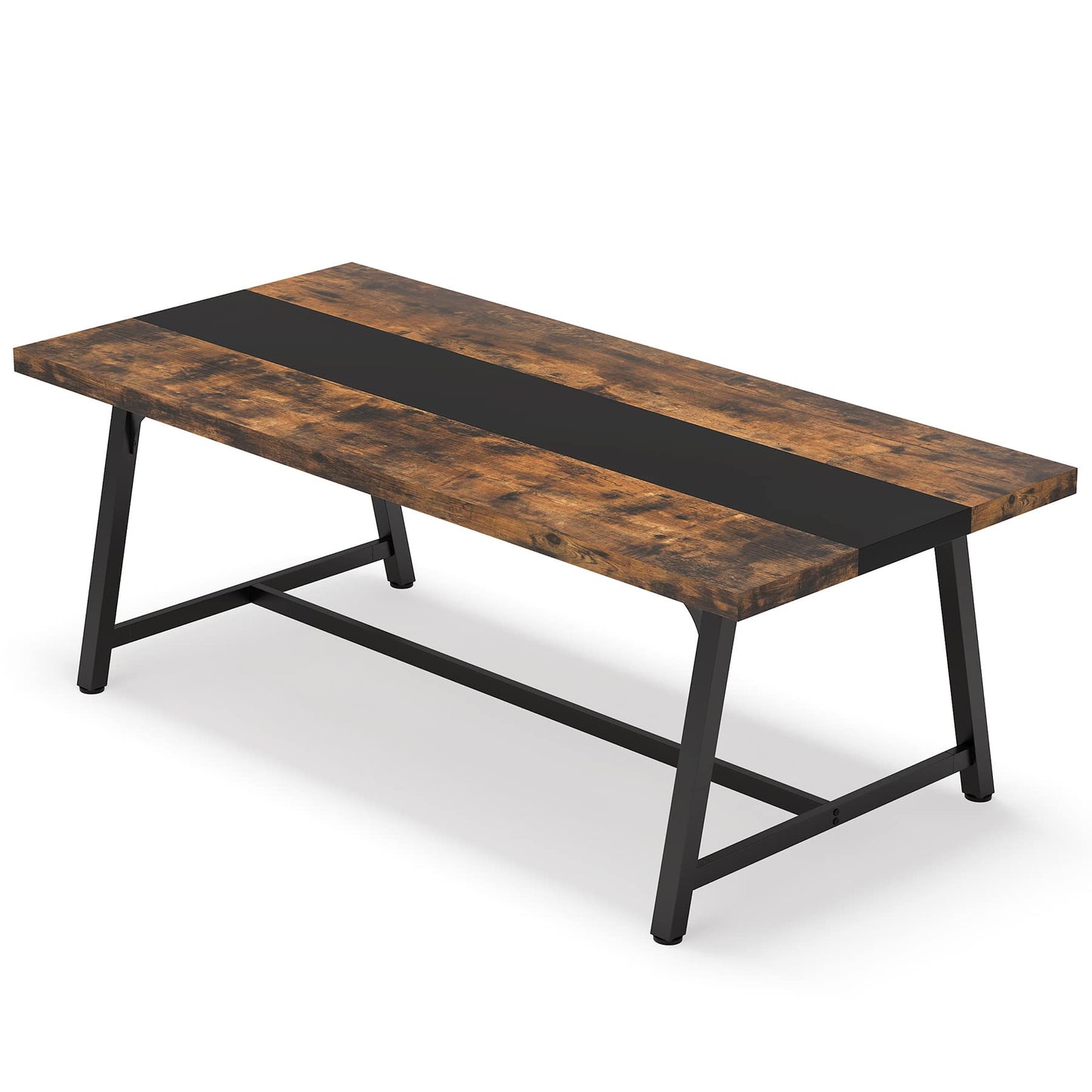 Tribesigns 6FT Rectangle Conference Table, 70.87L x 33.46W x 29.92H Inches Meeting Table for Conference Room, Wood Office Executive Desk with Strong Metal Frame for 6 People, Brown