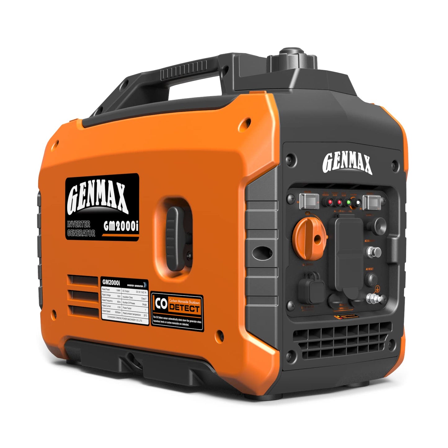 GENMAX Portable Generator, 2000W Ultra Quiet Gas Engine, EPA Compliant, Eco Mode Function, Ultra Light, Suitable for Backup Home and Camping(GM2000i)