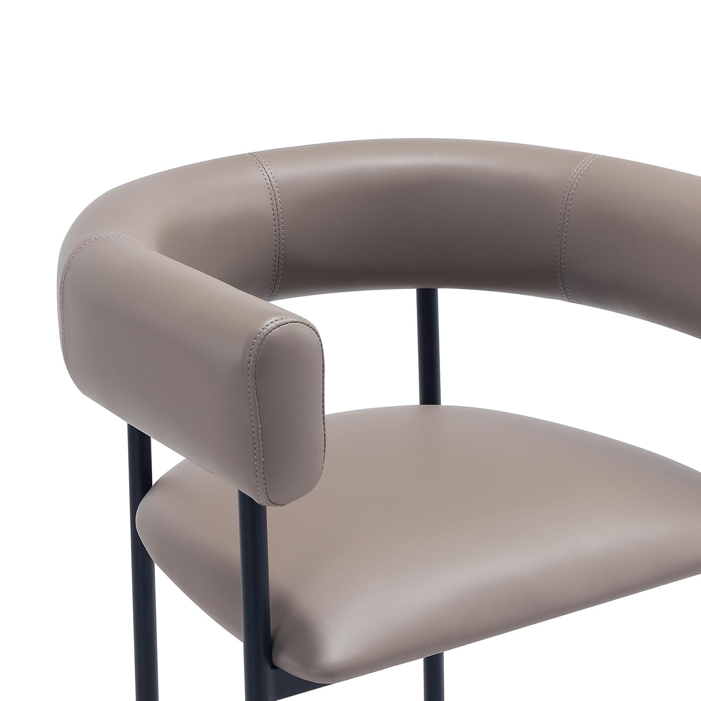 Manhattan Comfort Onda Dining Chair Upholstered in Vegan Leather, Metal Frame with Wraparound Backrest, Modern Seating for Kitchen Counter and Table, Taupe