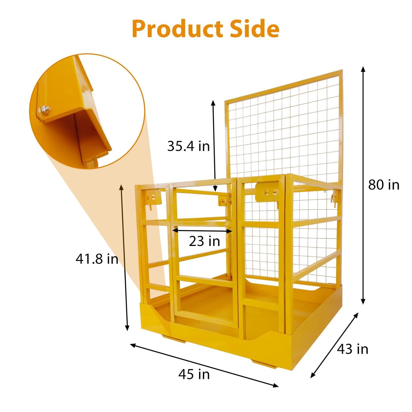 43" x 45" Forklift Safety Cage – 1,800 Lb Capacity Man Basket, 2-Person Collapsible Work Platform with Safety Harness & Lock for Loader, Aerial Lifts