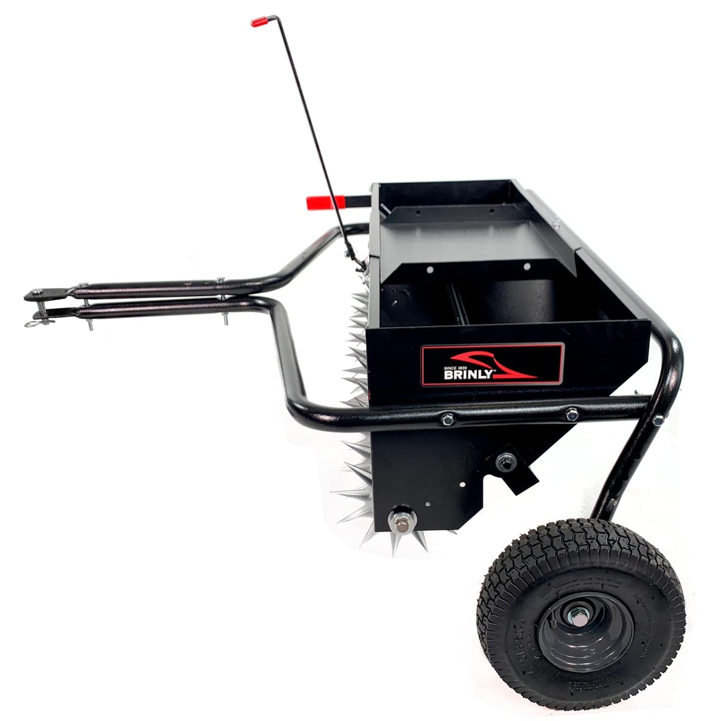 Brinly Tow Behind Combination Aerator Spreader with Weight Tray, 40-Inch, Flat Black