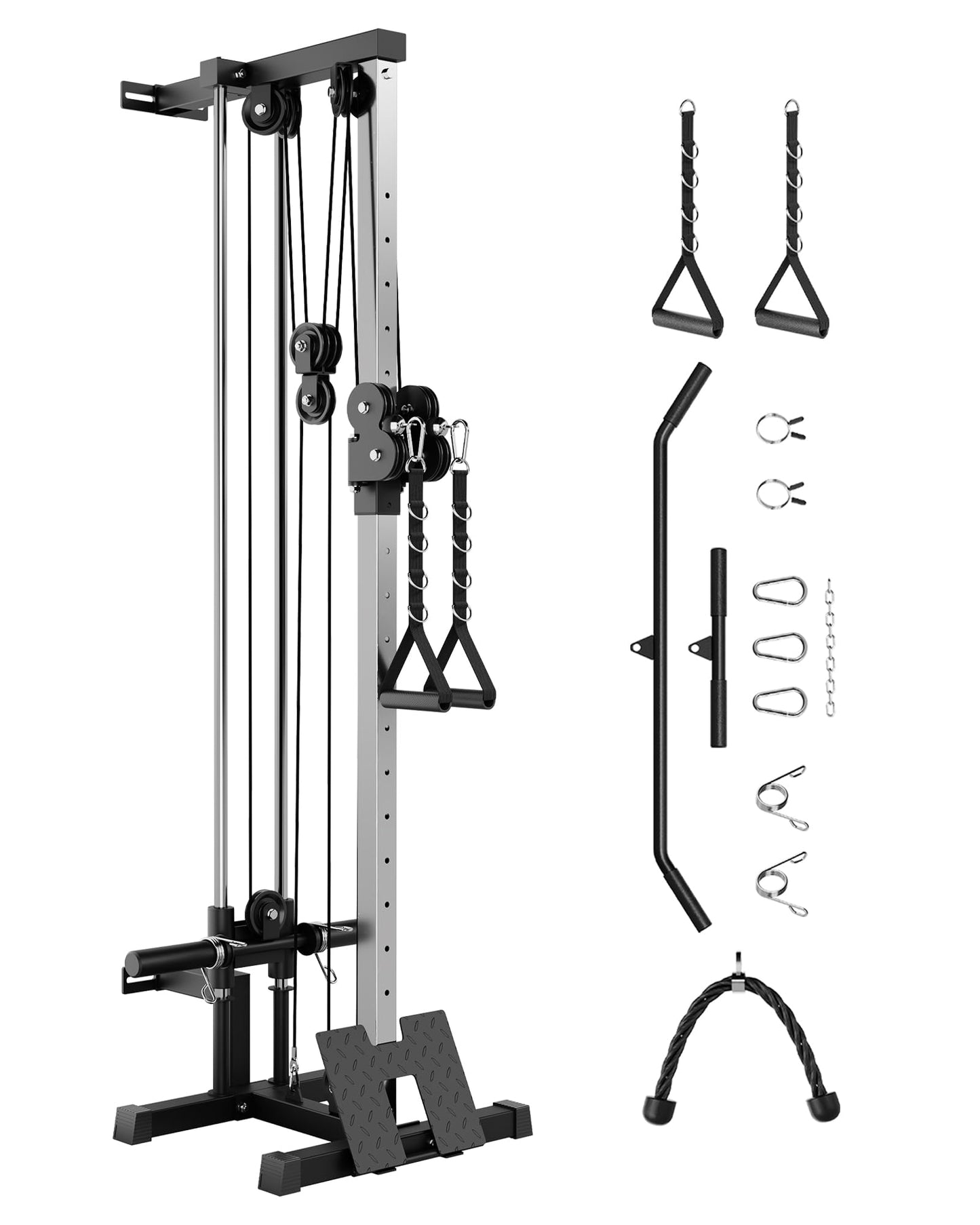 COZONY Dual Pulley Cable Machine for Home Gym – 18 Adjustable Positions, Heavy Duty 400LB Functional Trainer – LAT Pulldown & Cable Crossover Strength Training Equipment, Black