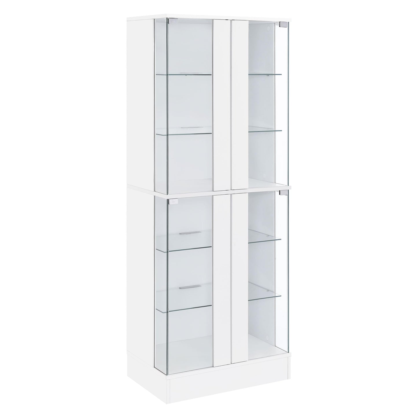 Coaster Home Furnishings - Cabra - 4-Door LED Curio Cabinet with Engineered Wood and Tempered Glass Shelves - Living Room - White High Gloss - 950397
