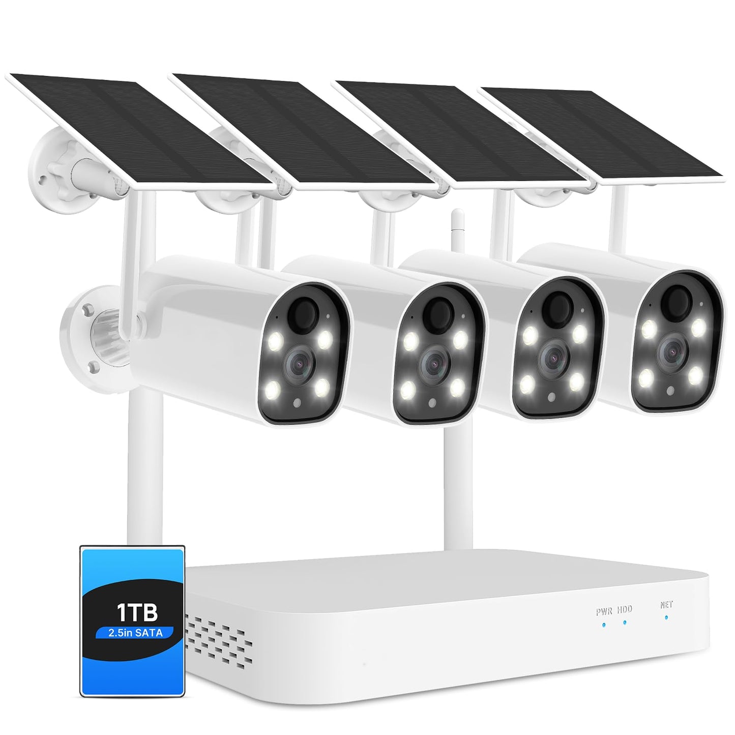 Hiseeu Solar Wireless Security Camera System Outdoor, 10-Channel 2K NVR, 4MP Battery Cameras, AI Human Detection, Color Night Vision, 2-Way Audio, 1TB HDD
