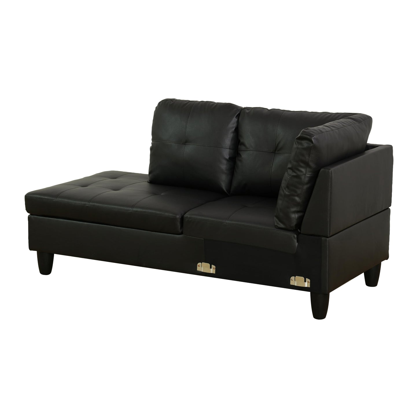NicBex 2 Piece Set Modular Sectional Sofa,Modern Faux Leather Living Room Sofa Set,Sectional Sofa Set with Sofa and Chaise,Modular Sofa with Comfortable Wide Seats and Cushions,Ebony