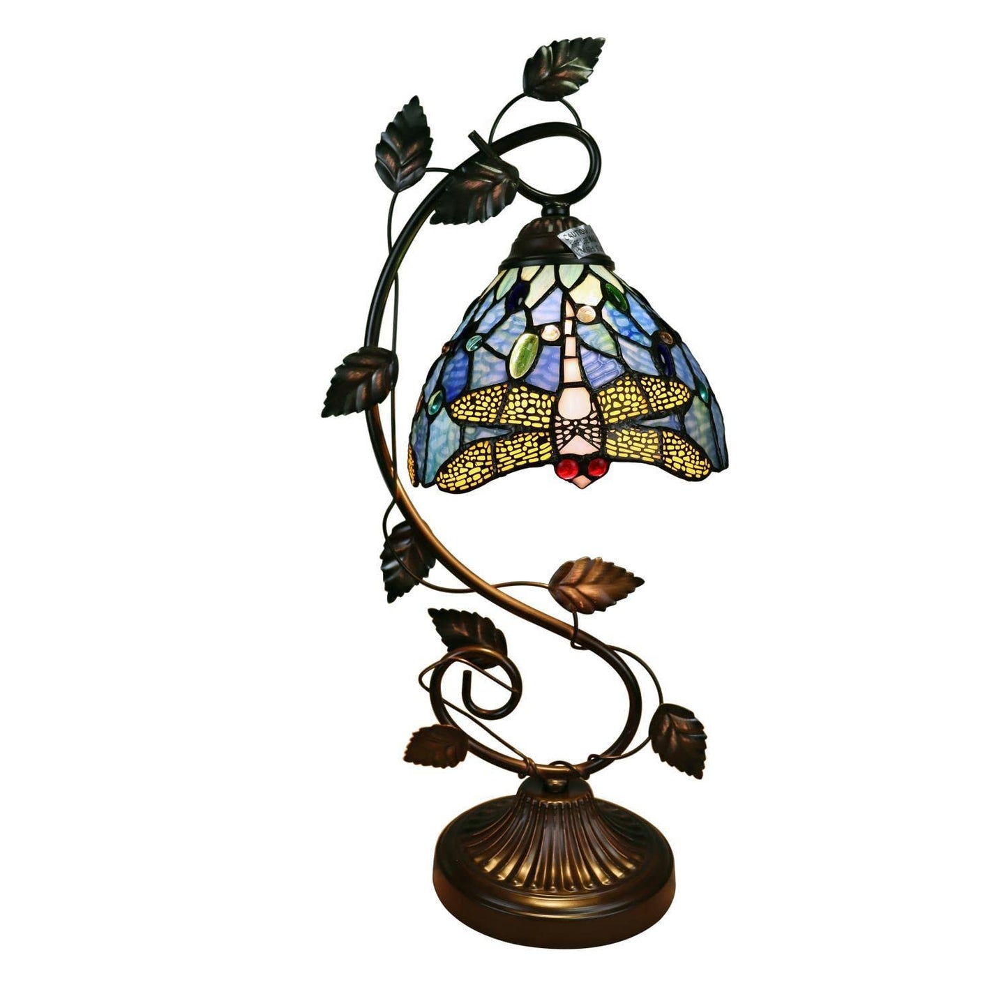 Chloe Lighting SUNNIVA Dragonfly Tiffany-Style Accent Table Lamp, 8in Wide, Multicolor, Glass, Model CH3T524BD08-NT1