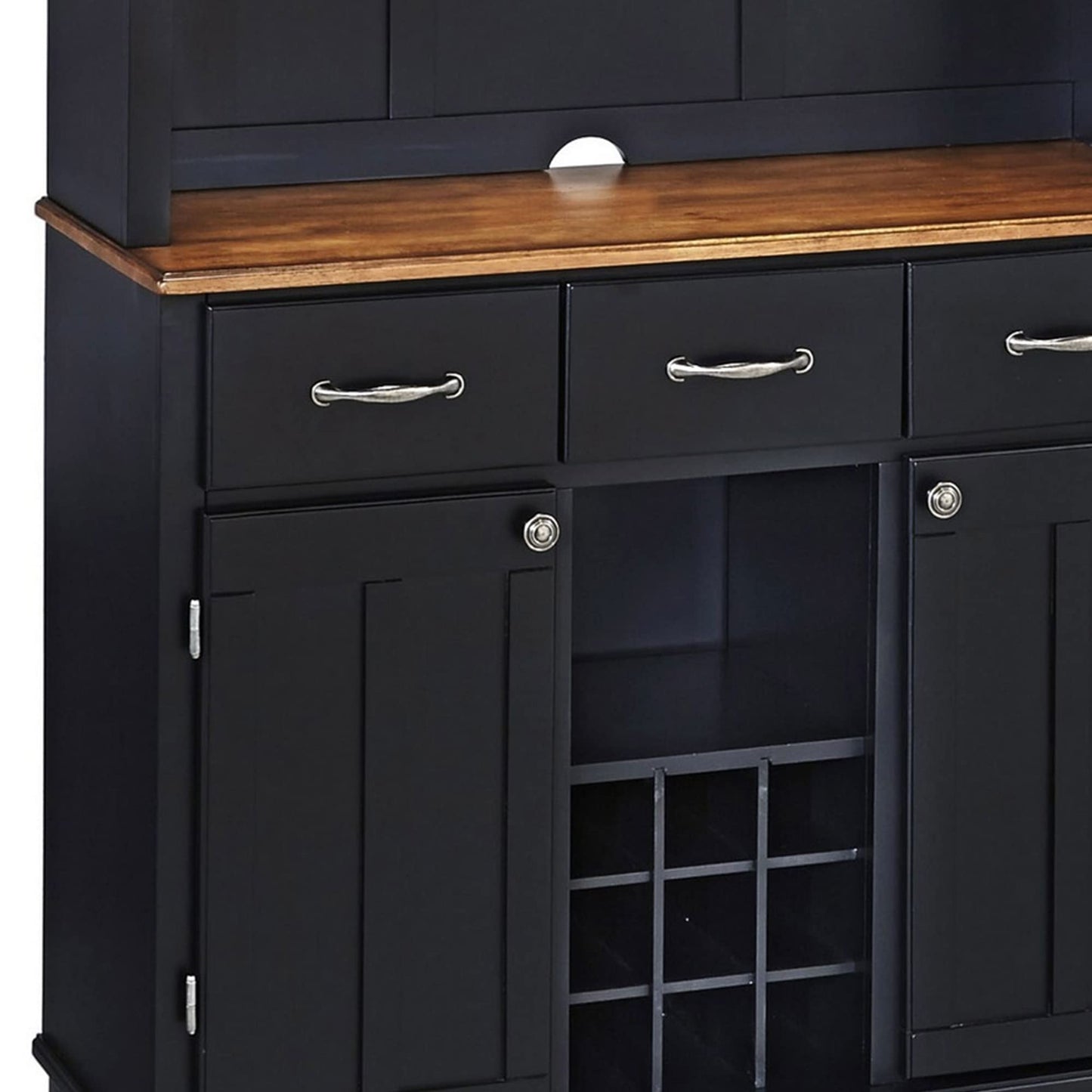Homestyles Buffet of Buffets Black Storage Hutch with Wood Top