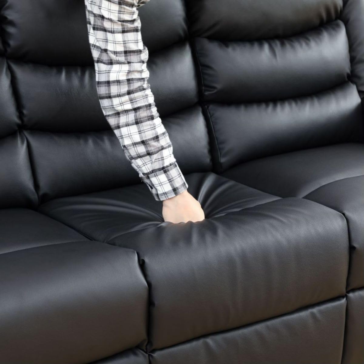UOCFYK Oversized Luxury Lounge Faux Leather Recliner Chair Sofa for Adults Modern Comfy Comfy Lazy Reclining Couch Arm Chairs for Living Room/Small Space/Office/Theater Seating (Black, Sofa Recliner)