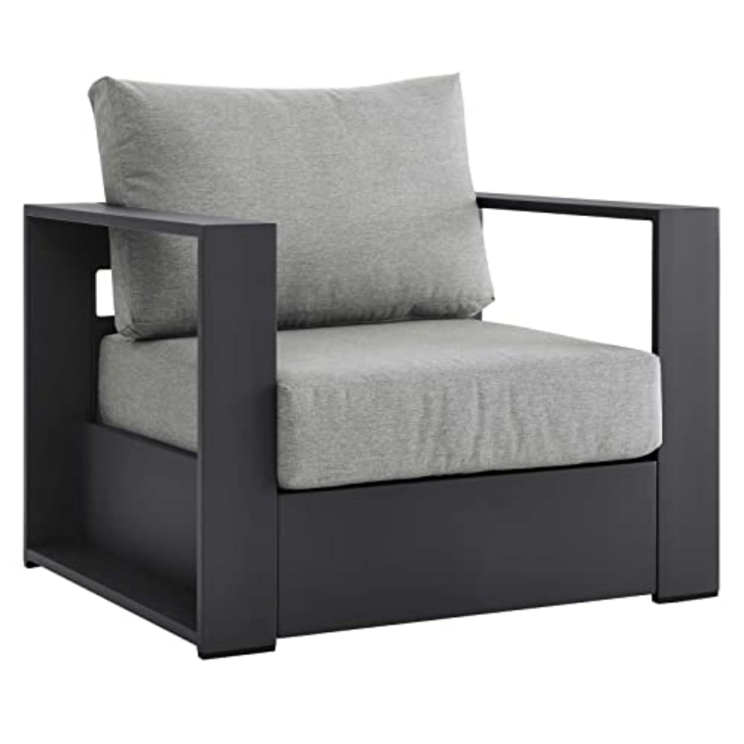 Modway 3-Piece Patio Set, Gray, Outdoor Furniture, Powder-Coated Aluminum Frame, Dense Foam Padding, Water & UV-Resistant Fabric