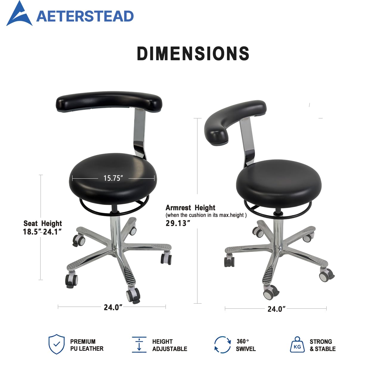 AETERSTEAD Heavy Duty Dental Assistant Stool Chair