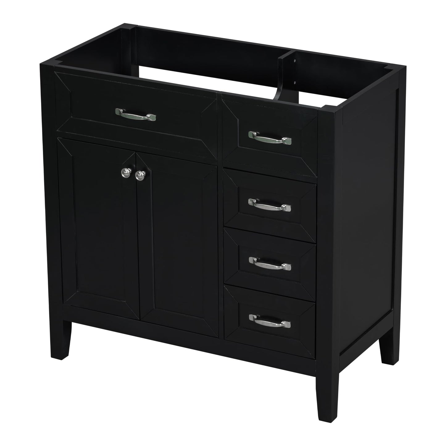 KTATK 36" Bathroom Vanity Without Sink,Cabinet Base Only,Solid Wood Cabinets Basin Vessel Set with 3 Drawers,Water-Proof,Stain Proof,Ample Enclosed Storage Spaces,Black