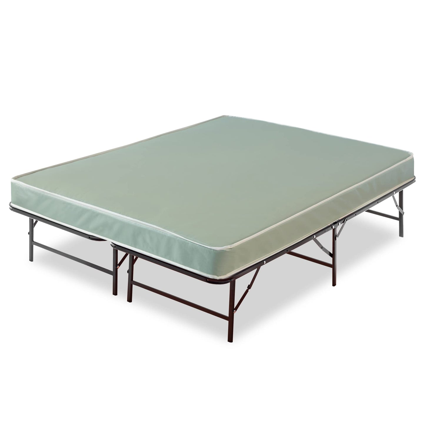 Spinal Sleep, 14-Inch Quickbase Metal Platform Bed Frame Foundation with 5" Vinyl Mattress Tight Top Double Sided Medium Firm Water Resistance, Full, Green