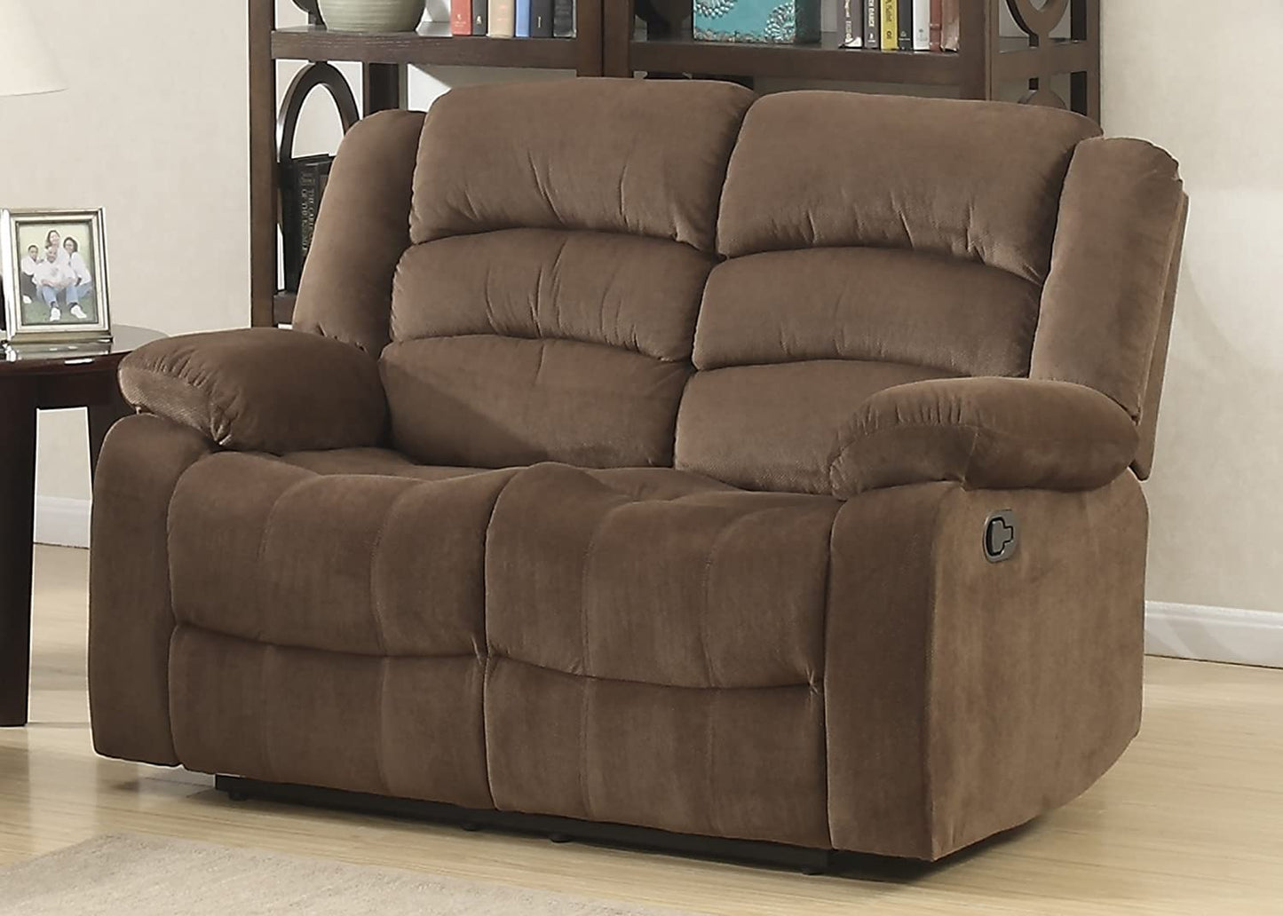 AC Pacific Bill Collection Contemporary 3Piece Living Room Upholstery Sofa Set with 5 Recliners, Sofa, Loveseat & Reclining Chair, Brown