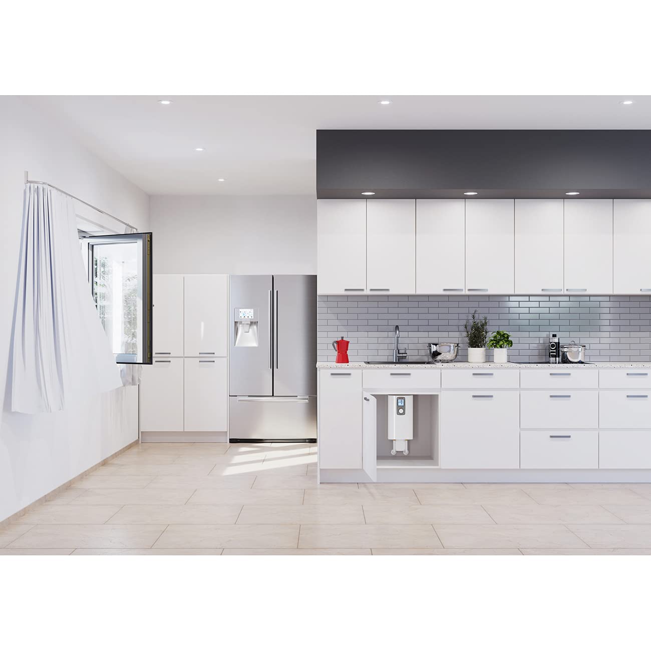 Stiebel Eltron DHX 15-2 Plus Point-of-Use Tankless Electronic Water Heater, 240V, 14.4kW, White, Made in Germany