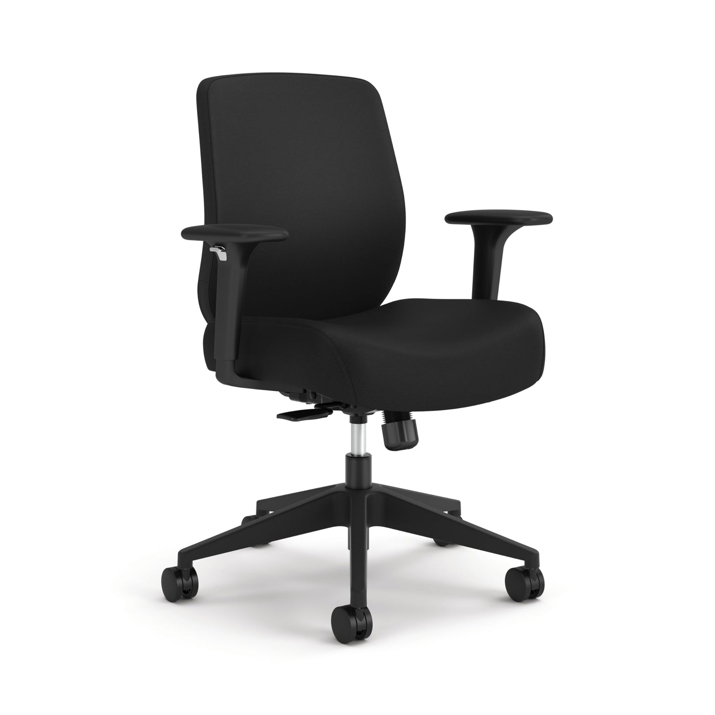 HON Altern Ergonomic Fabric Office Chair, Low‑Back Desk Chair with Adjustable Arms, Seat Slide, Synchro‑Tilt, Rolling Computer Seat for Home Office, Black Frame, Black