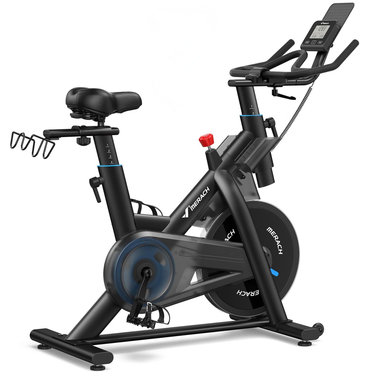 Merach Magnetic Exercise Bike for Home Gym, Low Noise Stationary Bike with Soft Seat Cushion, Indoor Workout Bike with 350 lbs Weight Capacity, Spinning Bike with Self-Developed App, Tablet Mount