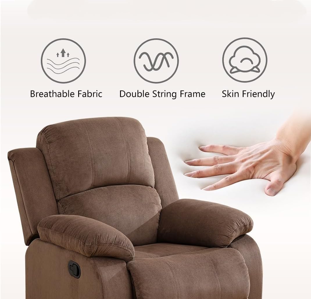 Trygoal Power Recliner Chair, Oversized Reclining Chair with Home Theater Seating, Oversized Single Electric Recliner Breathable Living Room Chairs for Adults Reading Gaming, Brown