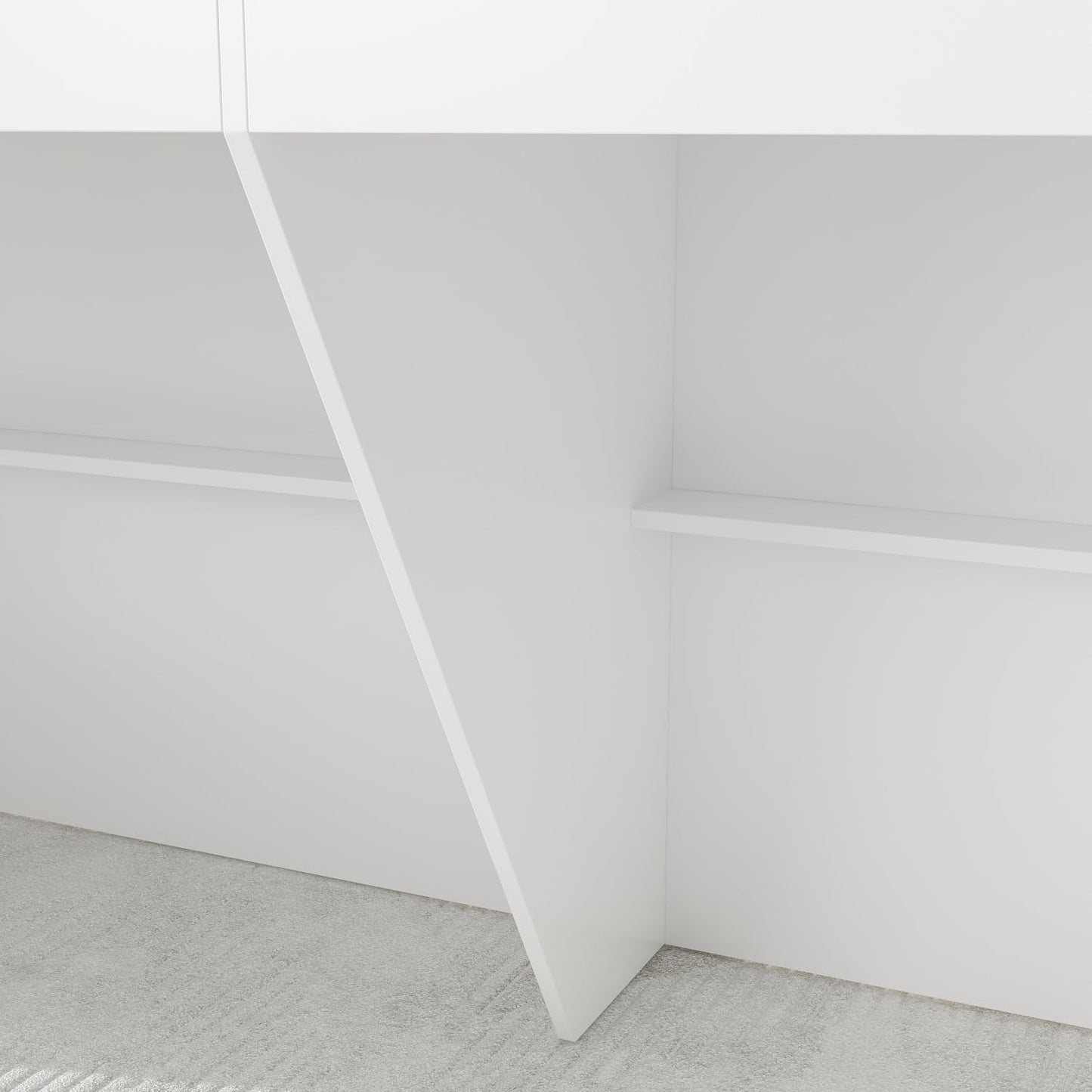 FAMAPY Reception Desk with Shelves, Modern Front Counter Table Checkout Retail Counter for Reception Room Lobby Shop, White and Black, 23.6”D x 86.6”W x 39.3”H