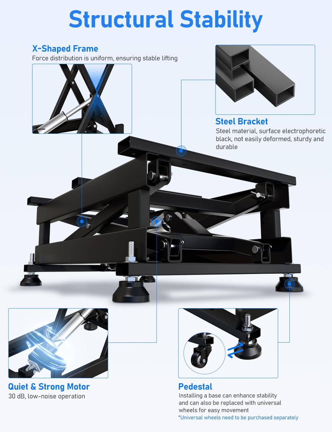 DIHOOL Electric Scissor Lift Table 330Lbs, 210-580MM,8-23in Height Adjustable Lifting Platform