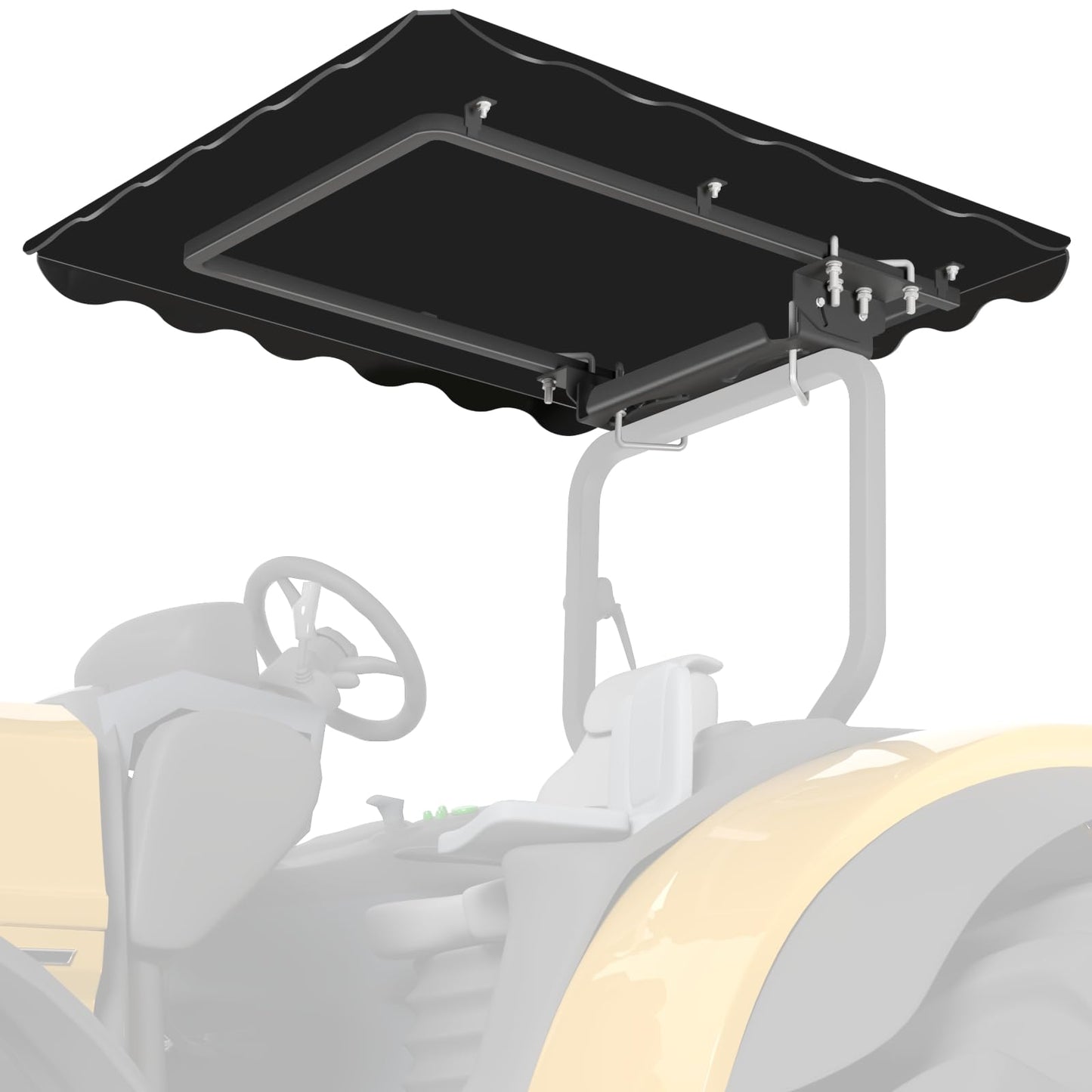 Horilorn Tractor Canopy for ROPS 42-1/8" x 37-3/8", Universal Sunshade Roof for Lawn Mowers, Adjustable Mounting Bracket, Heavy-Duty Polycarbonate Tuff Top Tractor Canopy, Non-Fading, Easy to Install