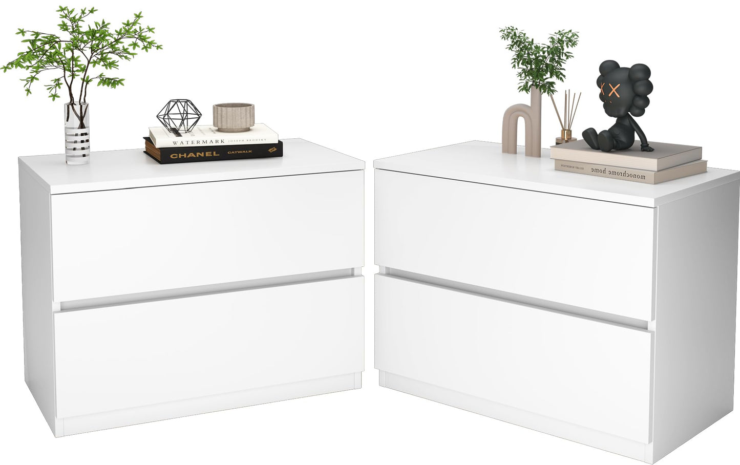 furtble 2 Drawer Dresser, Small Dressers for Closet, Wood Storage Cabinet for Hallway Bedroom Entryway, Nightstand Sofa Beside Table Drawer Chest, 23.6 in, White