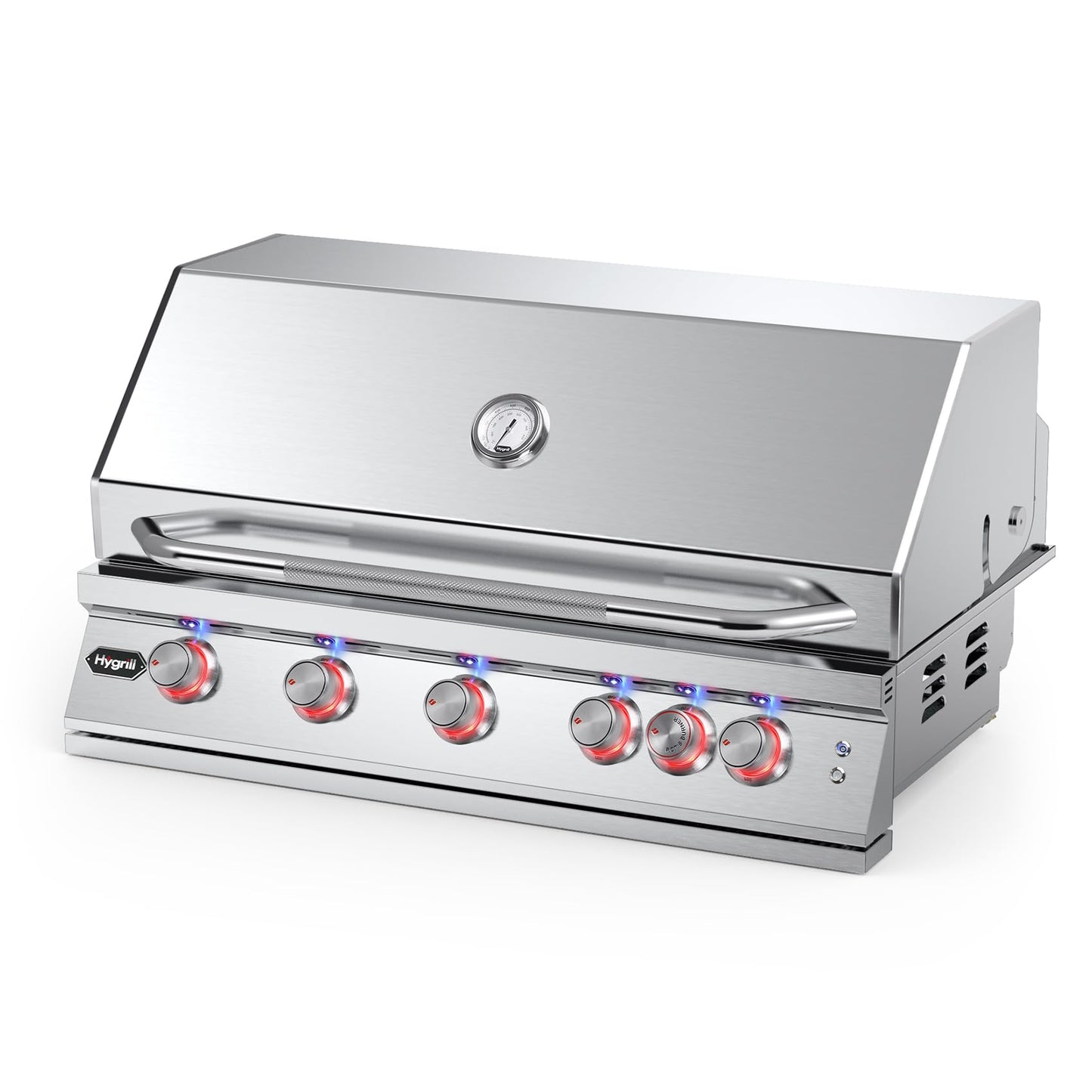 Hygrill Premium XTR 40-Inch Built In Grill, Stainless Steel 5-Burner Grill Head for Outdoor Kitchen with Rear Infrared Burner and LED Lights, Liquid Propane