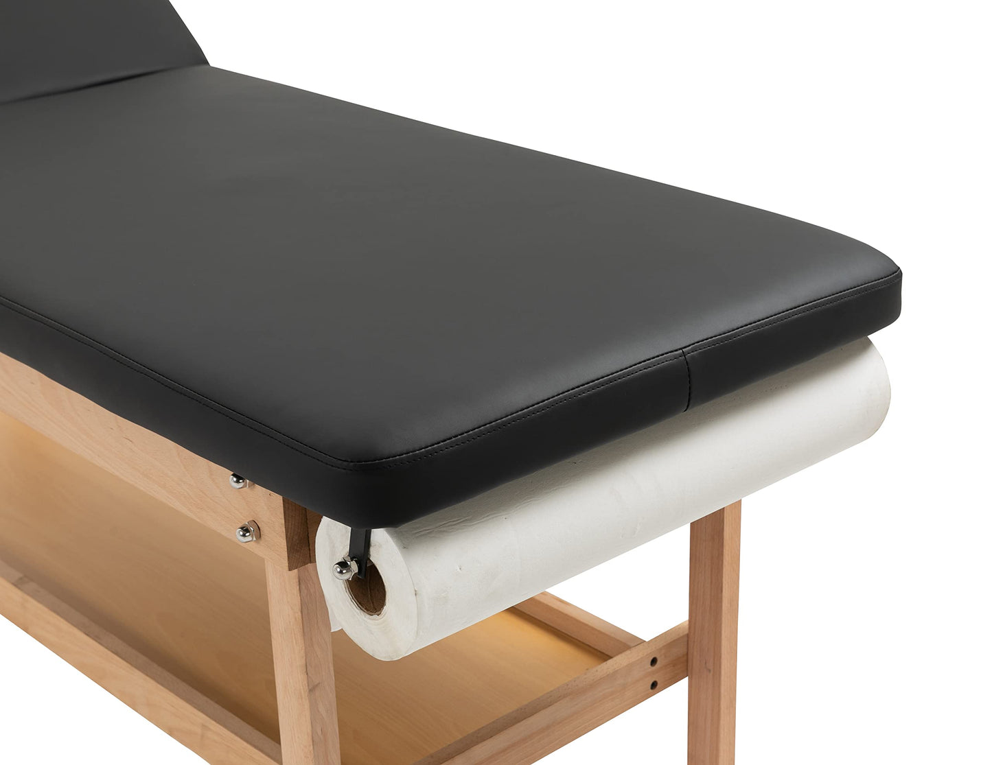 Carenovo 27.5" Width Comfortable Medical Exam Table & Bed with Wooden Storage Base and Paper Holder for Treatment Clincal (Black)
