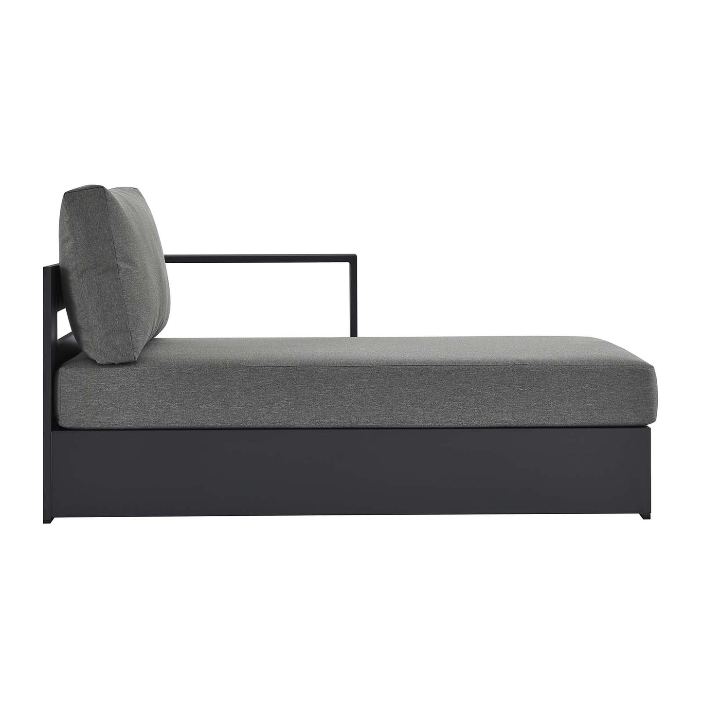 Modway Tahoe Powder-Coated Aluminum Outdoor Chaise Lounge in Gray Charcoal with Weather-Resistant Cushions, Modular Right-Facing Patio Lounger for Pool Furniture or Sectional Sofa Set
