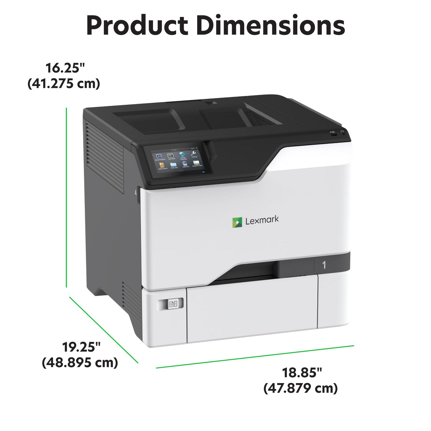 Lexmark CS735de Color Laser Printer, Wireless connectivity, Intelligent Storage Drive Available, Ethernet, Energy Star, 4.3-inch Color Touch Screen and Print Resolution at 1200 x 1200 dpi.(47C9100)