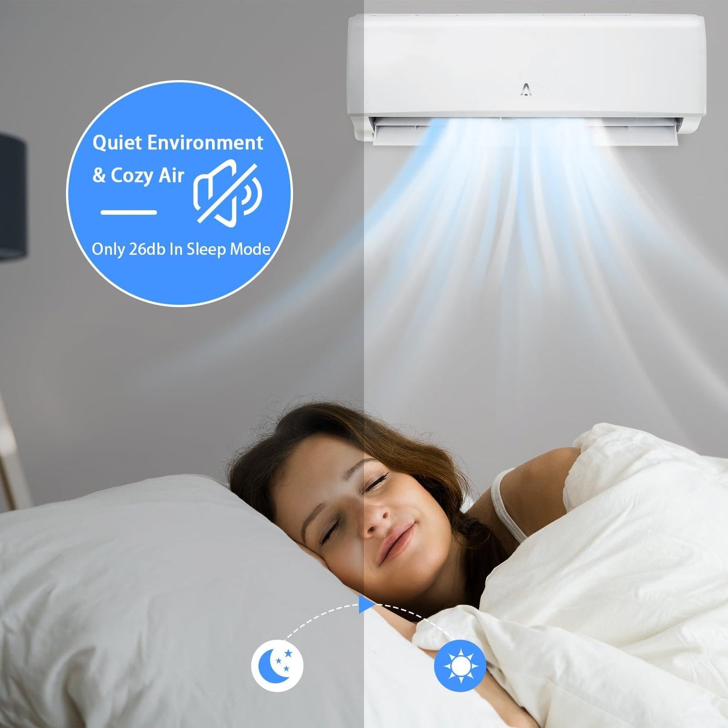 18000 BTU Ductless Mini Split Air Conditioner & Heat Pump, 19 SEER2 High Efficiency Inverter AC Unit, 230V Remote Control, Ultra Quiet, 5 Modes Cooling Heating Cover Up to 1250 Sq.Ft for Home