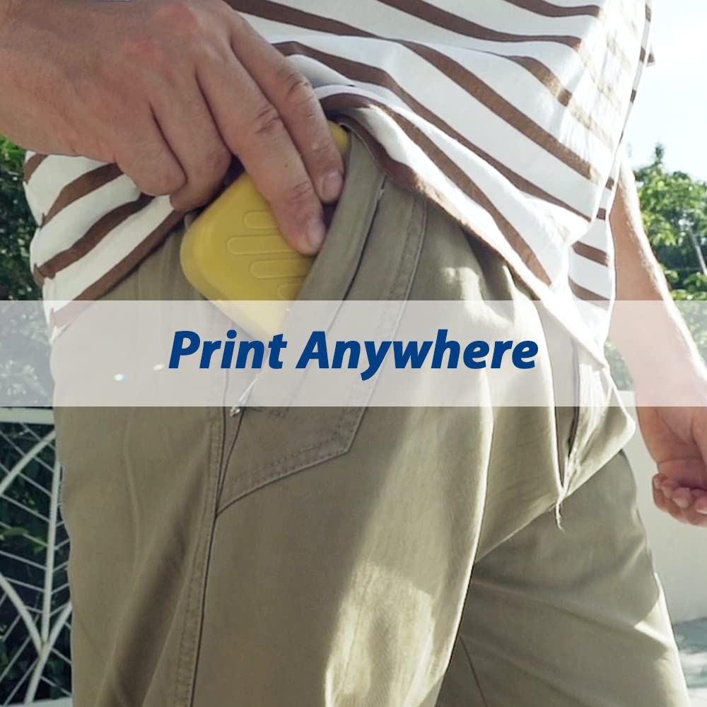 BENTSAI B10 Mini Handheld Printer Portable Printer Mini Inkjet Printer Wirless WiFi Printer with iOS/Android APP for DIY Printing Tshirt Printing QR Code Date Picture Printing (Yellow)