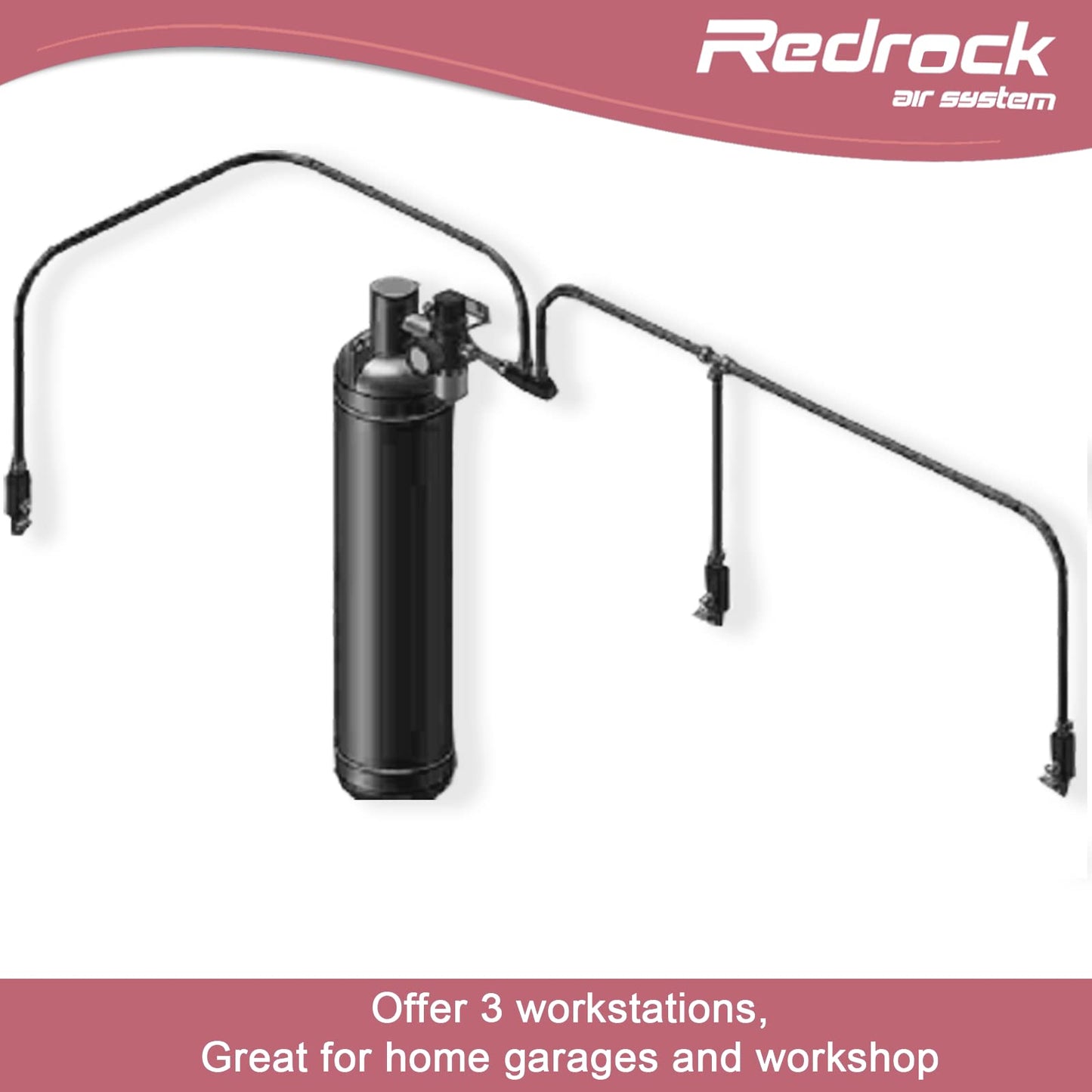 Redrock Performance Compressed Shop Air Line Kit 1/2" x 200ft, HDPE Aluminum Tubing Air Compressor Piping System for Garage Leak Proof & Easy to Install Black Air Hose 200PSI