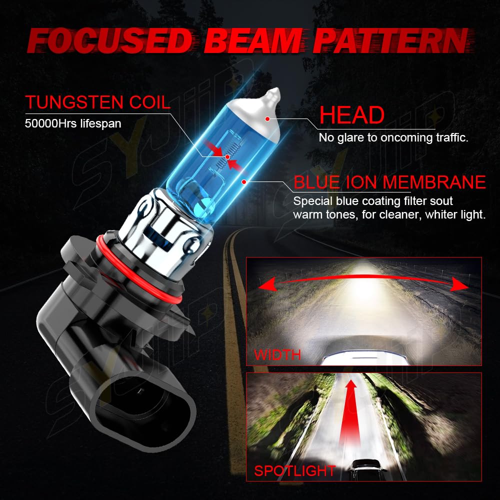 SYJIIP Halogen Headlight Bulbs 9005 H11, 6000K White, 300% Brightness, 4-Pack for Chevy Traverse 2009-2012