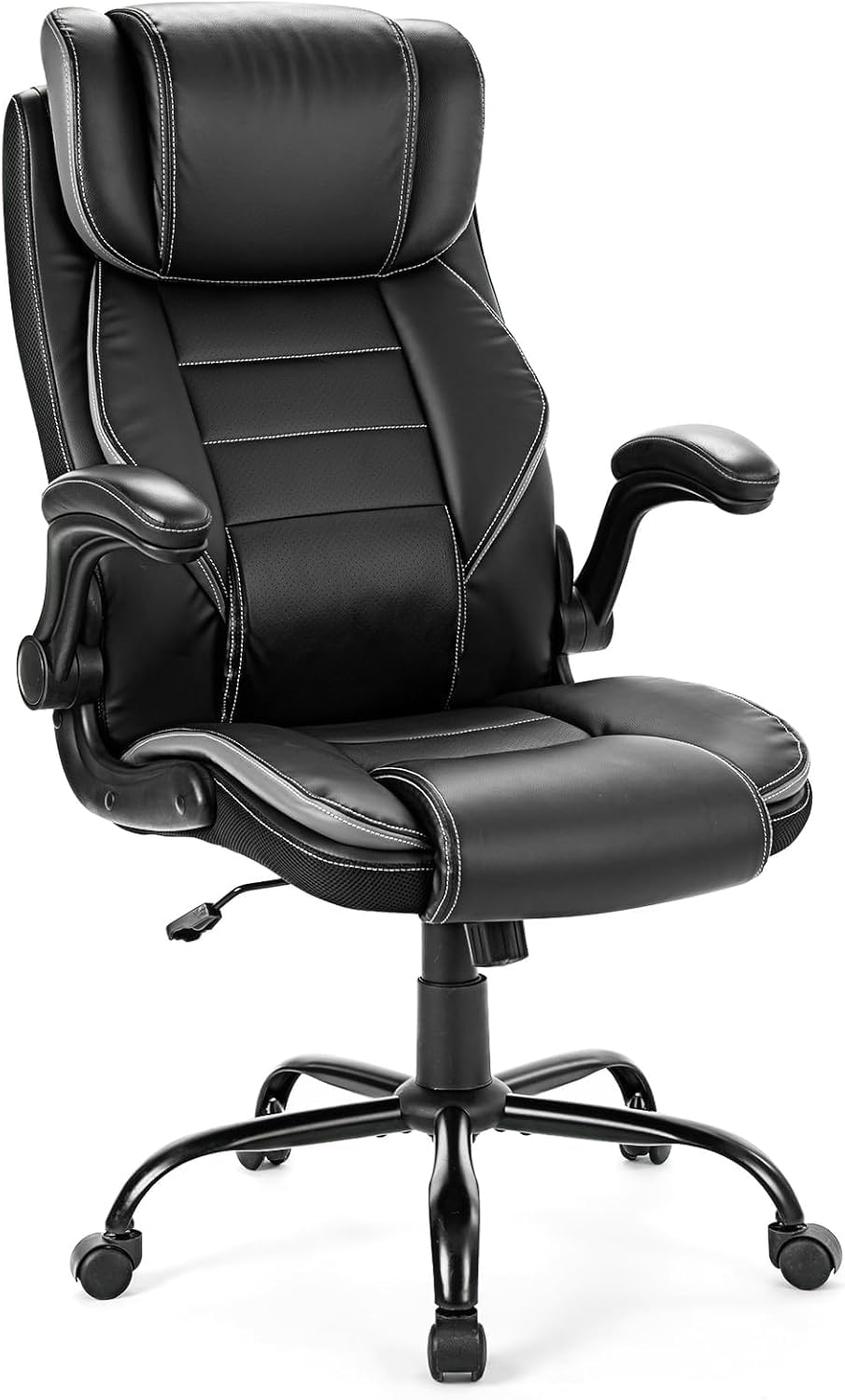 Oversized Executive Office Chair - 400LBS Heavy Duty, High Back Ergonomic Desk Chair with Adjustable Headrest/Lumbar Support, PU Leather Computer Chair for Long Hours (Home/Office/Gaming)，Gray