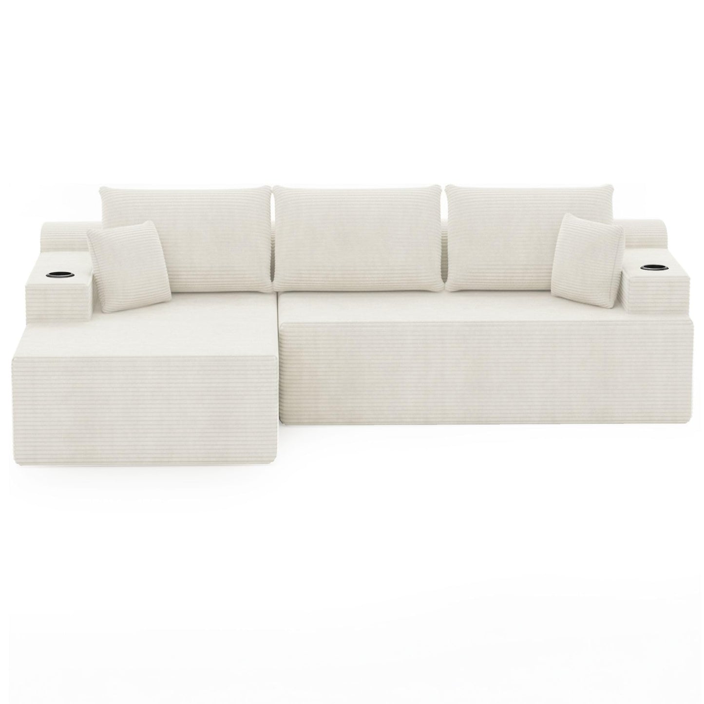 Eafurn 135" Oversized Right Facing Boneless Modular Sectional Sofa Couch with Chaise Lounge, 33D High-Density Foam Compressed Floor Couch with Deep Seat and Throw Pillows