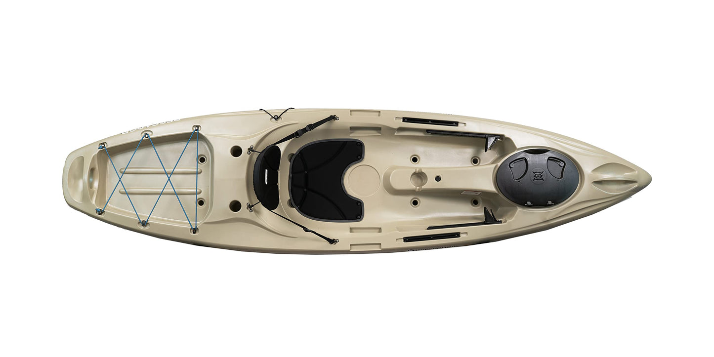 Perception Kayaks Pescador 10 - Sit on Top Fishing Kayak - Front Storage Well - Large Rear Storage and Dual Rod Holders - 10.6 ft - Fossil Tan