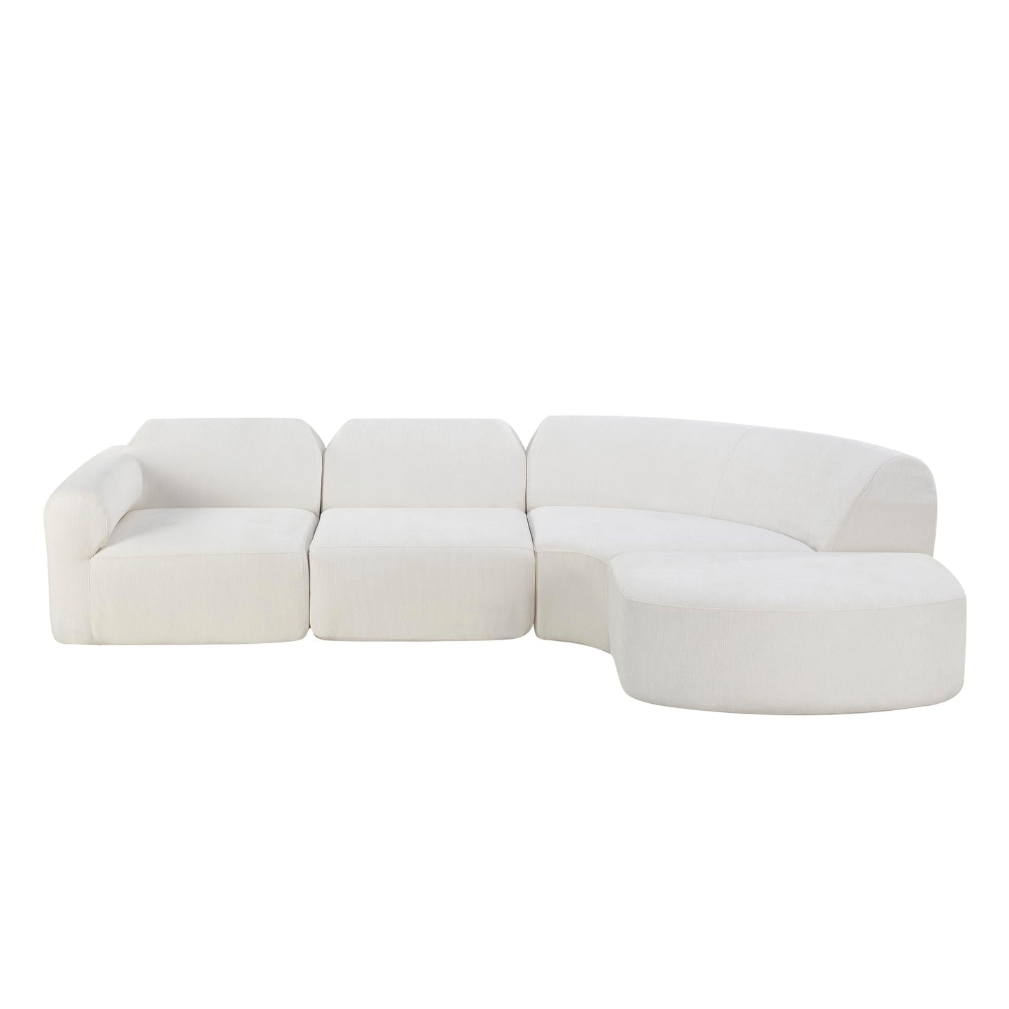 Christopher Knight Home Midel 111" Modular L-Shape Sofa Couch with Chaise Lounge, Modern Boneless Sofa for Living Room, Fabric Upholstered Cloud Couch with Deep Seat, Milky White