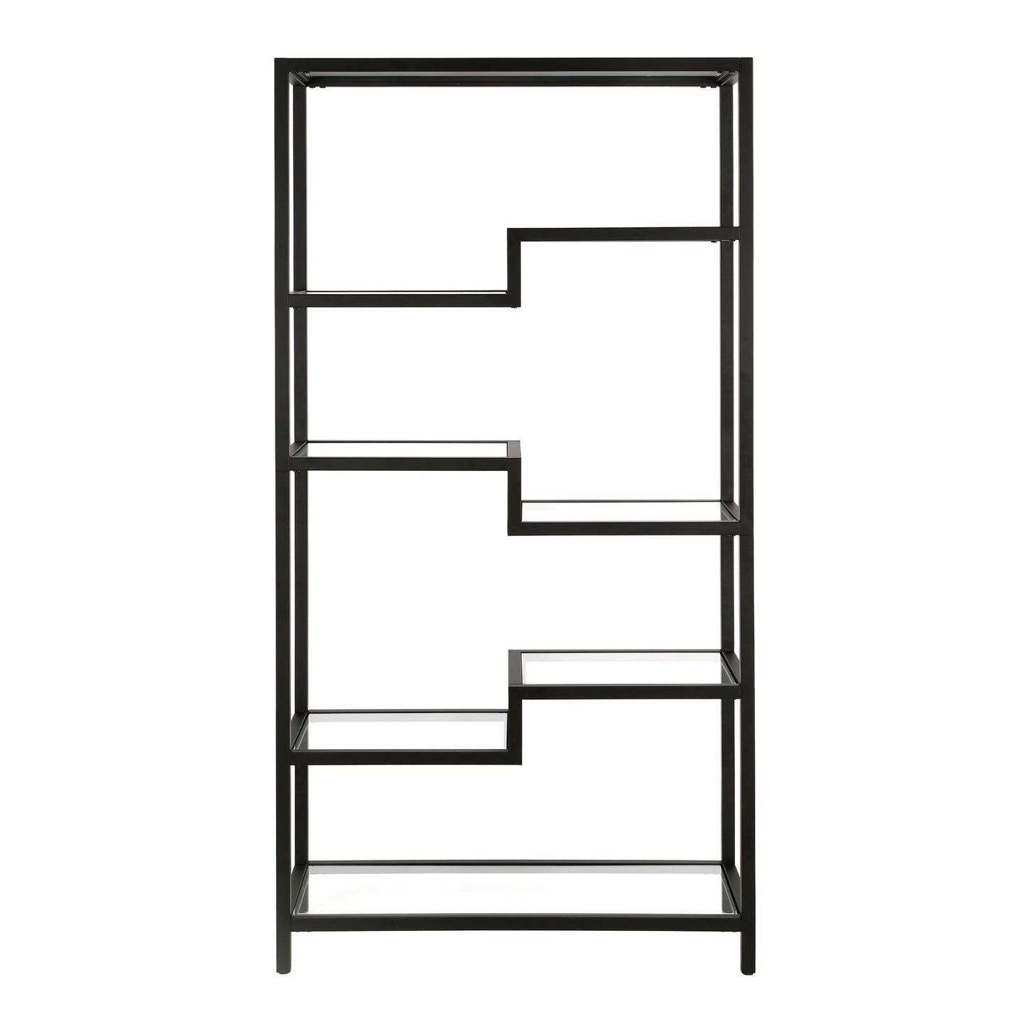 Henn&Hart 68" Tall Rectangular Bookcase in Blackened Bronze, for Home Office, Living Room