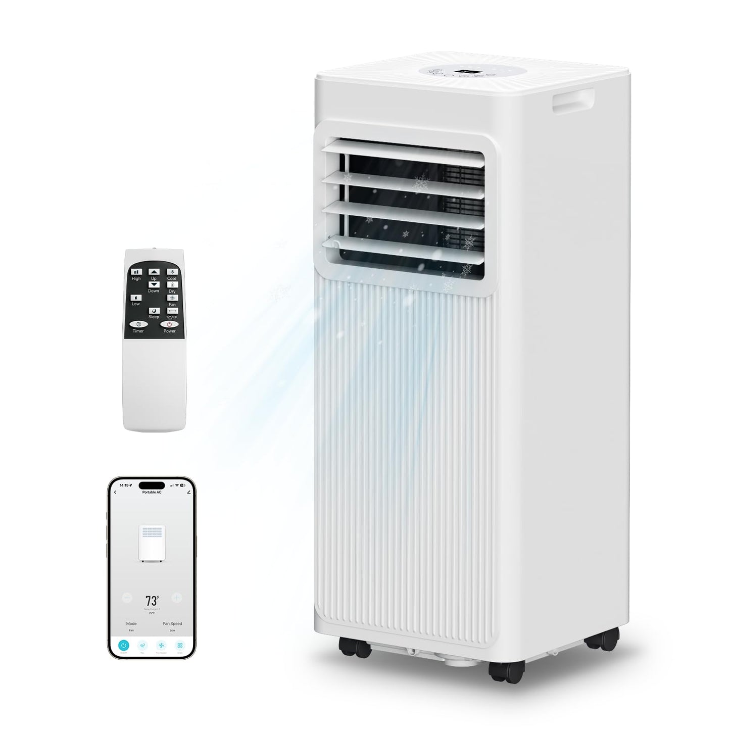 Portable Air Conditioners 16,000 BTU 5-in-1 Air Conditioner Portable Up to 850 Sq.Ft., Portable AC Unit with Cool, Fan, Dehumidifier, 24H Timer, Sleep Smart WiFi Remonte Installation Kit Included